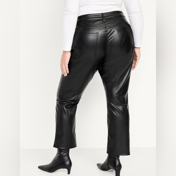 NWT! Black High-Waisted Faux-Leather Boot-Cut Ankle Pants for Women - Multiple💛 - Picture 8 of 10